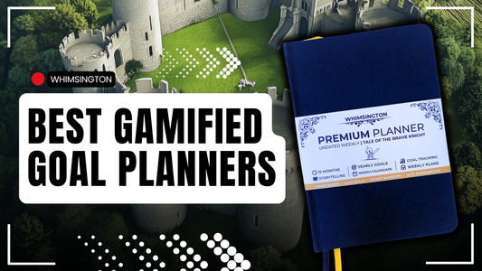 Castle background with a gamified goal planner overlayed, the words "Best Gamified Goal Planners" are visible.
